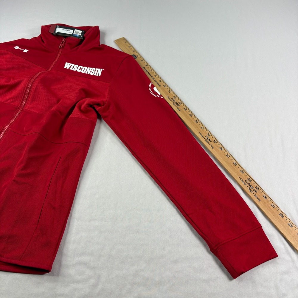 Wisconsin Badgers Jacket Mens Medium Red Under Armour Full Zip Performance NEW - Picture 7 of 11